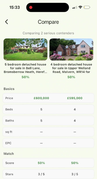Compare two houses side by side